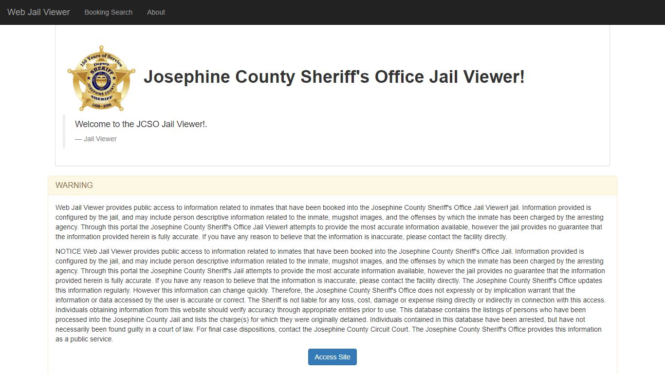 Josephine County, Oregon - Home Page - Web Jail Viewer